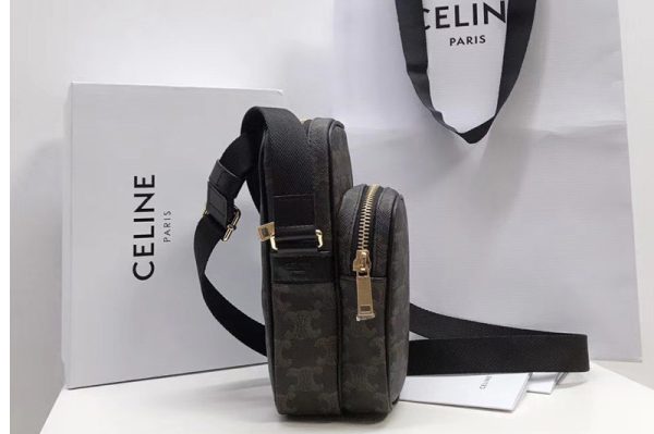 Replica Celine 190832 MINI POCKET MESSENGER BAG IN TRIOMPHE CANVAS AND CALFSKIN