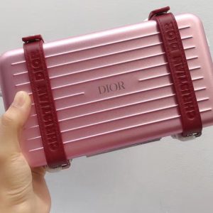 Replica Pink DIOR AND RIMOWA PERSONAL CLUTCH 2DRCA295YWT IN ALUMINUM AND GRAINED CALFSKIN