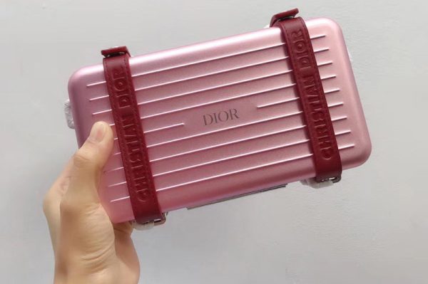 Replica Pink DIOR AND RIMOWA PERSONAL CLUTCH 2DRCA295YWT IN ALUMINUM AND GRAINED CALFSKIN