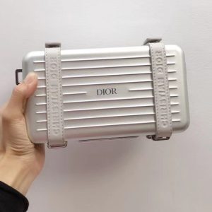 Replica Gray DIOR AND RIMOWA PERSONAL CLUTCH 2DRCA295YWT IN ALUMINUM AND GRAINED CALFSKIN