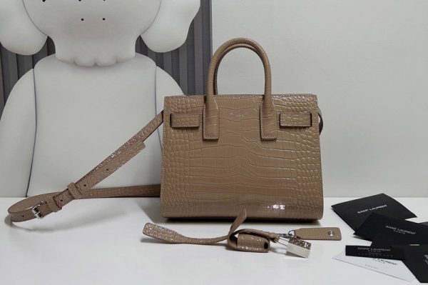 Replica Saint Laurent 392035 YSL CLASSIC SAC DE JOUR NANO Bag IN Brown CROCODILE-EMBOSSED SHINY LEATHER