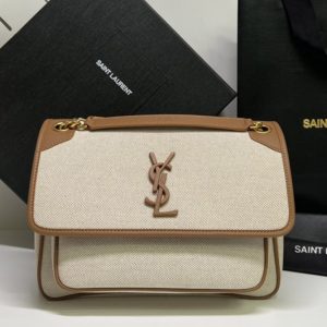 Replica Saint Laurent 498894 YSL Niki Medium Bag IN CANVAS AND SMOOTH LEATHER