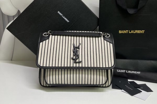 Replica Saint Laurent 498894 YSL Niki Medium Bag IN CANVAS AND SMOOTH LEATHER