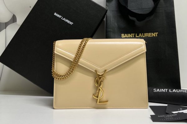 Replica Saint Laurent 532750 YSL Cassandra Monogram Clasp Bags In Beige Smooth Leather