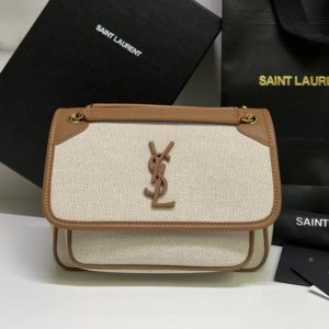 Replica Saint Laurent 533037 YSL niki baby Bag IN CANVAS AND SMOOTH LEATHER