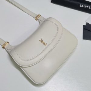 Replica Saint Laurent 686742 YSL Charlie Medium Shoulder Bag in White Smooth Leather