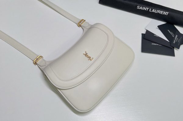 Replica Saint Laurent 686742 YSL Charlie Medium Shoulder Bag in White Smooth Leather