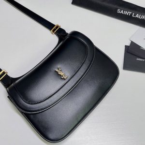 Replica Saint Laurent 686742 YSL Charlie Medium Shoulder Bag in Black Smooth Leather