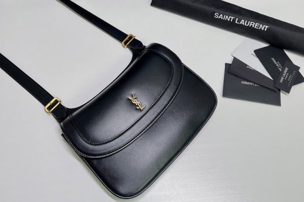 Replica Saint Laurent 686742 YSL Charlie Medium Shoulder Bag in Black Smooth Leather