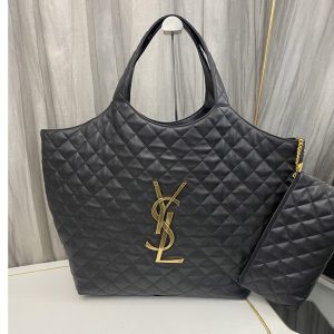 Replica Saint Laurent 698651 YSL Icare Maxi Shopping Bag in Black Quilted Lambskin