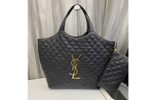 Replica Saint Laurent 698651 YSL Icare Maxi Shopping Bag in Black Quilted Lambskin