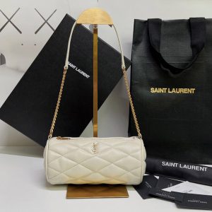 Replica Saint Laurent 699703 YSL Sade Mini Tube Bag in White Quilted Lambskin