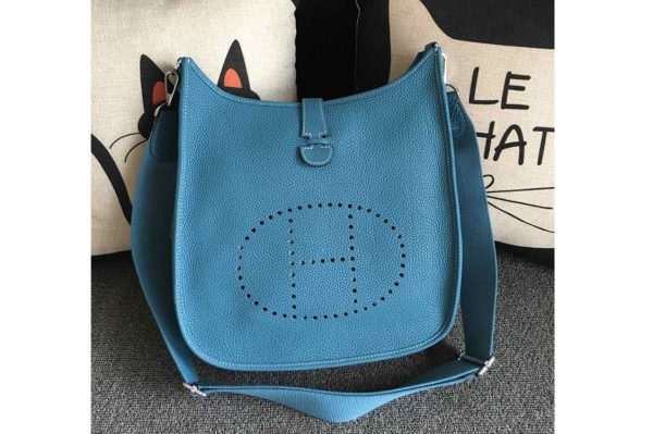 Replica Hermes Evelyne 28 Bag in Denim Blue Togo Leather