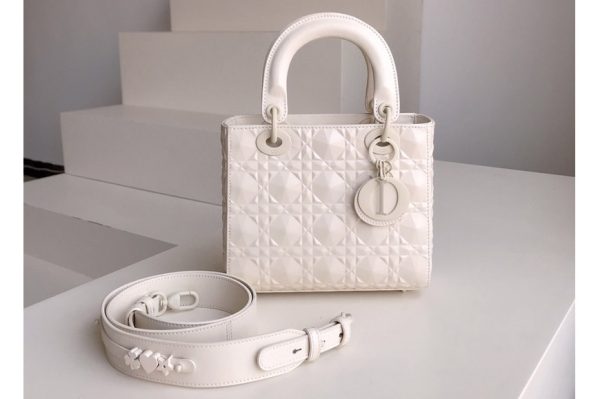 Replica Dior M0538 Small Lady Dior My ABCDior bag in White Cannage Calfskin with Diamond Motif