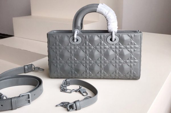 Replica Dior M0540 Lady D-Joy bag in Gray Cannage Calfskin with Diamond Motif