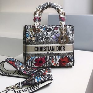 Replica Christian Dior M0565 Dior Medium Lady d-lite bag in Multicolor Mille Fleurs Embroidery