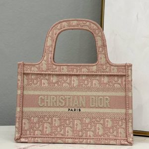 Replica Christian Dior S5475 mini dior book tote bag in Pink Dior Oblique Embroidery