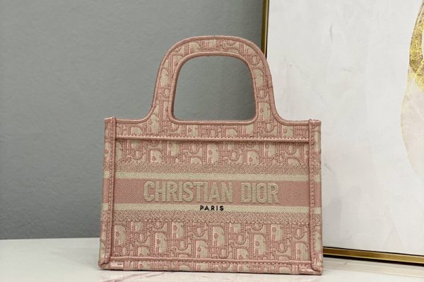 Replica Christian Dior S5475 mini dior book tote bag in Pink Dior Oblique Embroidery