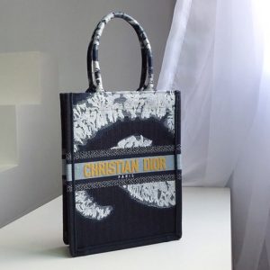 Replica Dior M1272 Vertical Dior Book Tote Bag in Blue Multicolor Tie & Dior Embroidery with Metallic Thread