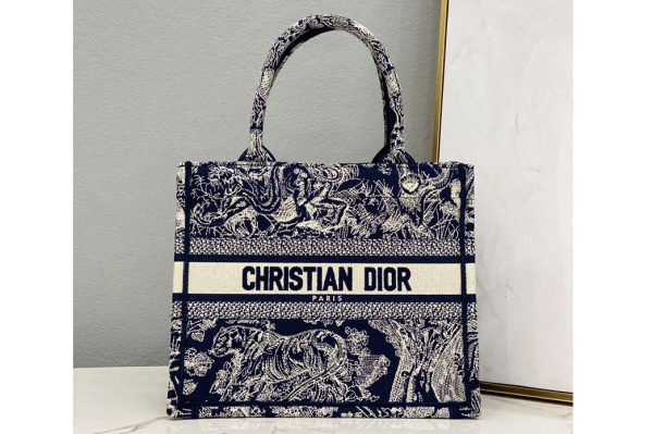 Replica Christian Dior M1265 Small Dior Book Tote Bag in Blue Toile de Jouy Reverse Embroidery