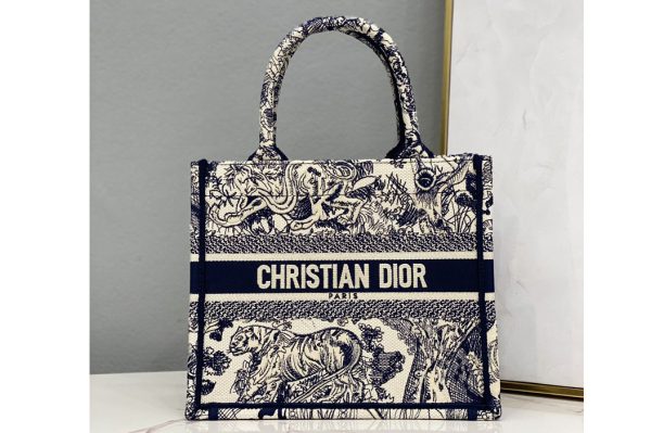 Replica Christian Dior M1265 Small Dior Book Tote Bag in Blue Toile de Jouy Reverse Embroidery