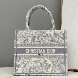 Replica Christian Dior M1265 Small Dior Book Tote Bag in Grey Toile de Jouy Reverse Embroidery