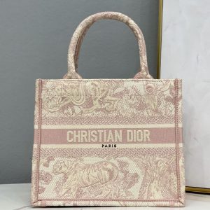 Replica Christian Dior M1265 Small Dior Book Tote Bag in Pink Toile de Jouy Reverse Embroidery