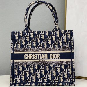 Replica Christian Dior M1265 Small Dior Book Tote Bag in Blue Dior Oblique Jacquard