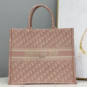 Replica Christian Dior M1286 Large Dior book tote Bag in Pink Dior Oblique Embroidery