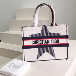 Replica Christian Dior M1296 Dior book tote Bag in White Three-Tone Embroidery