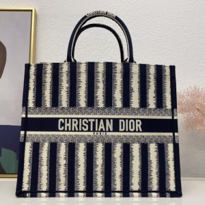 Replica Christian Dior M1286 Dior book tote Bag in Blue D-Stripes Embroidery