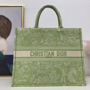 Replica Christian Dior M1286 Dior book tote Bag in Green Toile de Jouy Reverse Embroidery