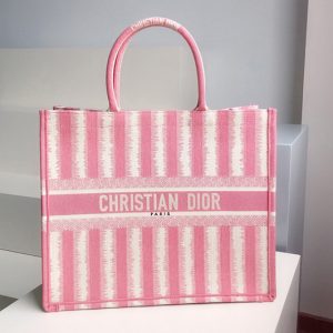 Replica Christian Dior M1286 Dior book tote Bag in Pink D-Stripes Embroidery