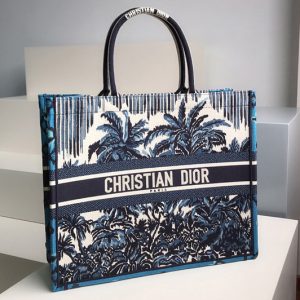 Replica Christian Dior M1286 Dior book tote Bag in Blue Dior Palms Embroidery