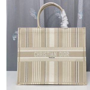 Replica Christian Dior M1286 Dior book tote Bag in Beige Stripes Embroidery