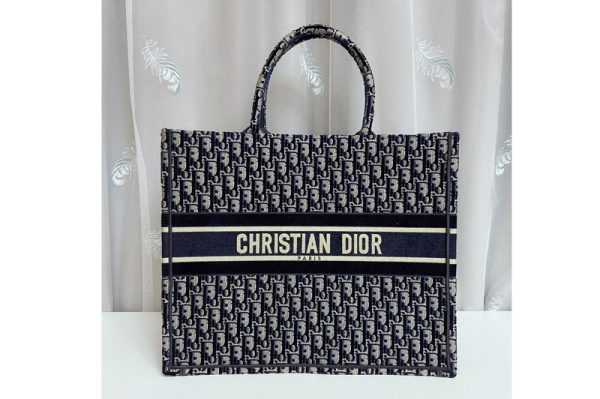 Replica Christian Dior M1286 dior book tote Bag in Blue Dior Oblique Embroidery