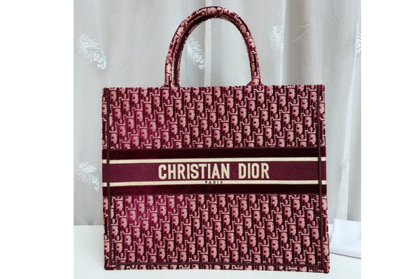 Replica Christian Dior M1286 dior book tote Bag in Burgundy Dior Oblique Embroidery