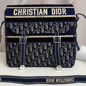 Replica Christian Dior M1291 diorcamp bag in Blue Dior Oblique Embroidery