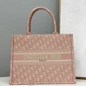 Replica Christian Dior M1296 Medium Dior book tote Bag in Pink Dior Oblique Embroidery