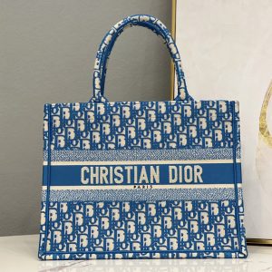 Replica Christian Dior M1296 Medium Dior book tote Bag in Cornflower Blue Dior Oblique Embroidery