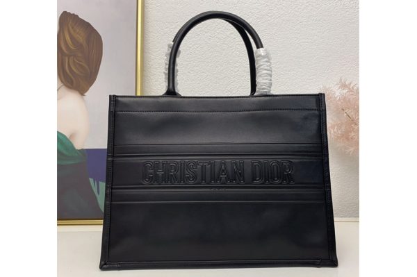 Replica Christian Dior M1296 Dior book tote Bag in Black Calfskin