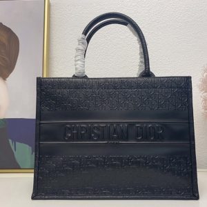 Replica Christian Dior M1296 Dior book tote Bag in Black Dior Oblique Embossed Calfskin