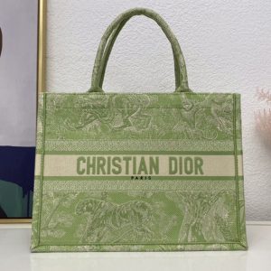 Replica Christian Dior M1296 Dior book tote Bag in Green Toile de Jouy Reverse Embroidery