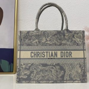 Replica Christian Dior M1296 Dior book tote Bag in Gray Toile de Jouy Reverse Embroidery