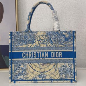 Replica Christian Dior M1296 Small Dior Book Tote Bag in Blue Multicolor Dior Around the World Embroidery