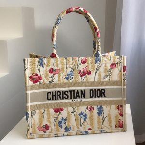 Replica Christian Dior M1296 Small Dior book tote Bag in Beige Multicolor Dior Hibiscus Metallic Thread Embroidery