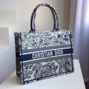 Replica Christian Dior M1296 Small Dior Book Tote Bag in Blue Toile de Jouy embroidery