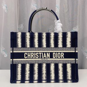 Replica Christian Dior M1296 Small Dior Book Tote Bag in Blue D-Stripes Embroidery