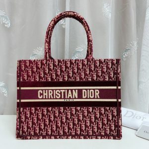 Replica Christian Dior M1296 small dior book tote Bag in Burgundy Dior Oblique Embroidery