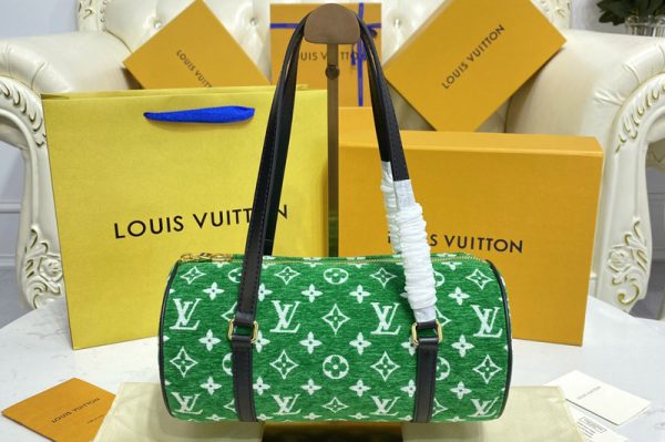 Replica Louis Vuitton M46206 LV Papillon handbag in green Monogram jacquard velvet